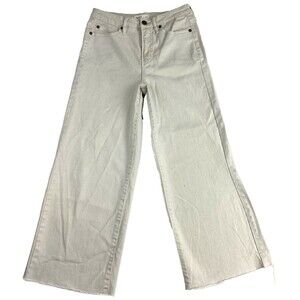 OAT New York High Rise Wide Leg Crop Pants Womens 4 Raw Hem 27W Oatmilk Spring